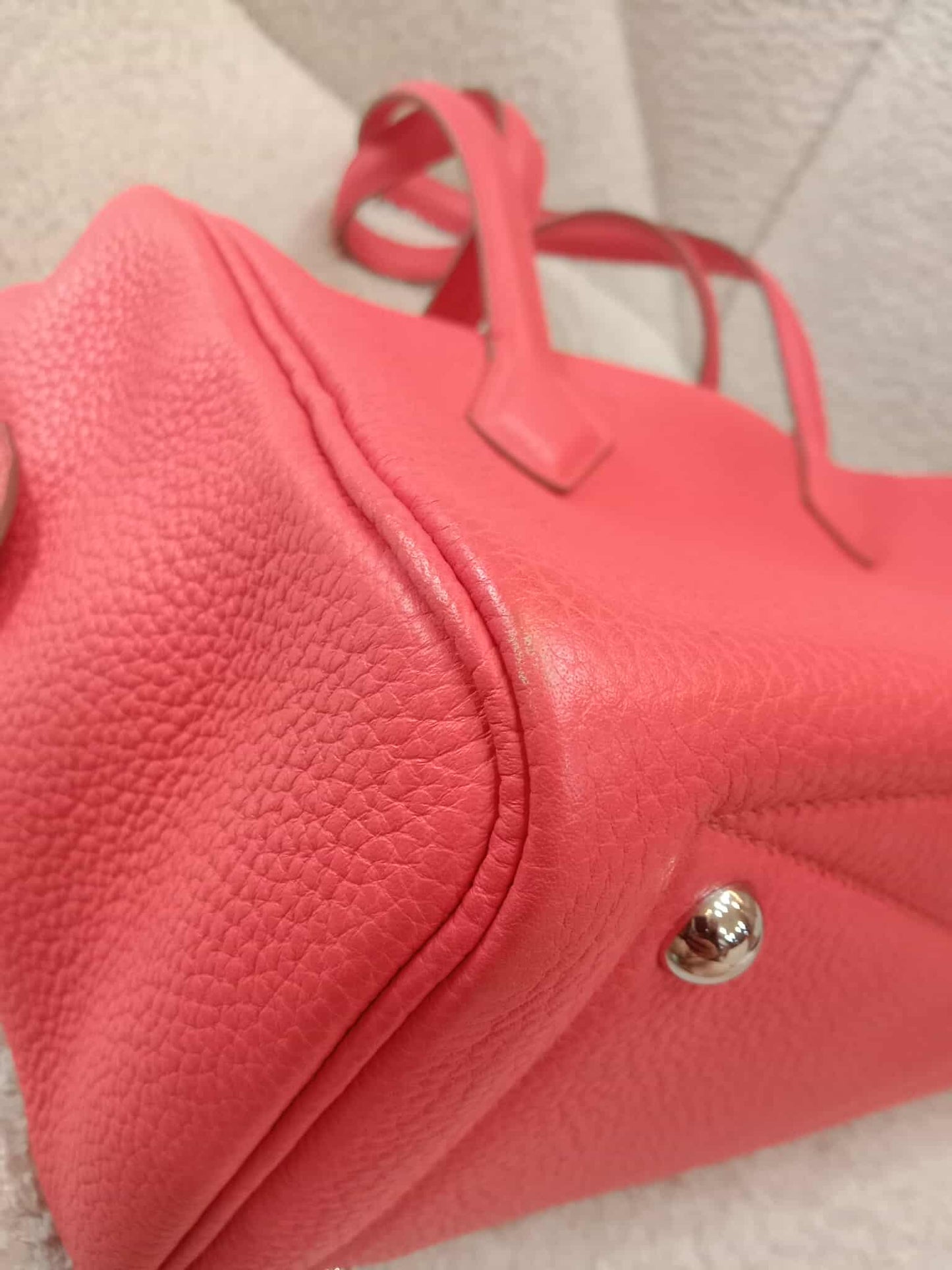 Hermes Victoria 35 Rose Jaipur Clemence Stamp R Square 2014