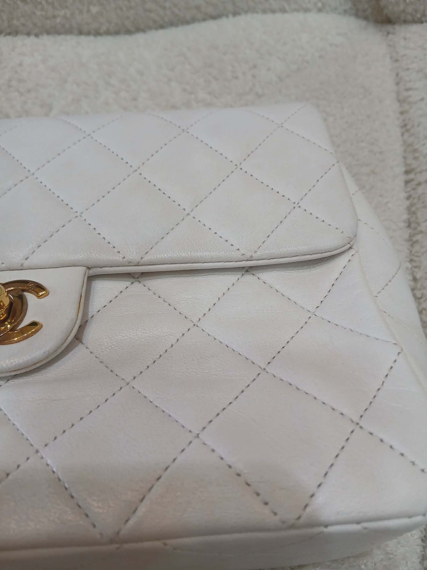 Chanel Matelasse Lambskin Vintage Flap White Series 1