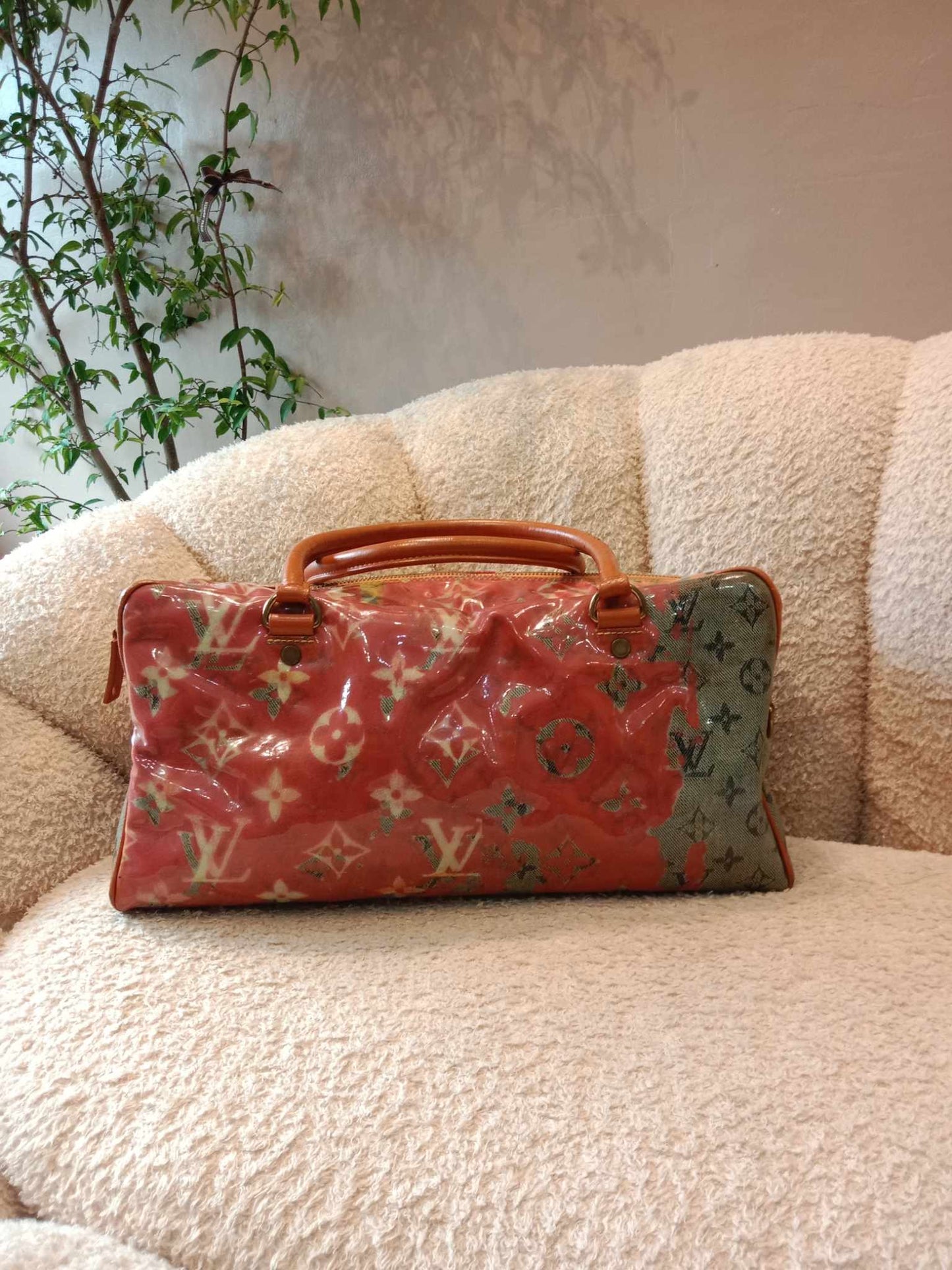 Louis Vuitton Richard Prince Limited Edition Le Rosel Orange Denim Pulp Weekender Bag