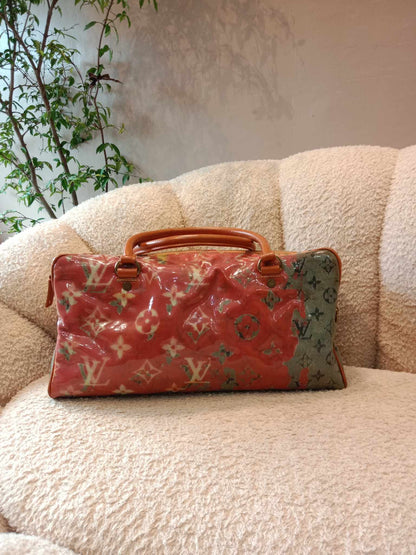 Louis Vuitton Richard Prince Limited Edition Le Rosel Orange Denim Pulp Weekender Bag