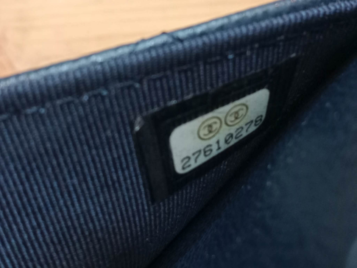 Chanel CC Box Wallet On Chain Caviar Navy Blue Series 27
