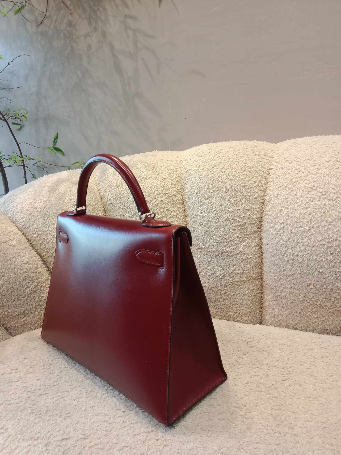 Hermes Kelly 32 Rouge Boxcalf Stamp E Square 2001