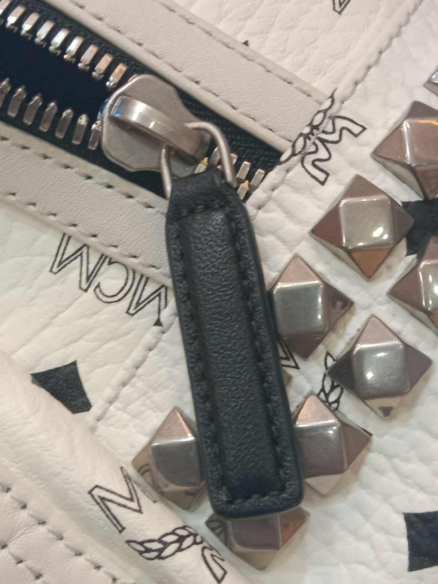 MCM Stark Side Studs Backpack Black and White