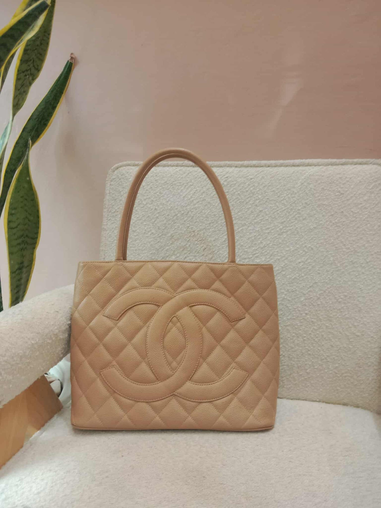 Chanel Medallion Beige Caviar Series 11