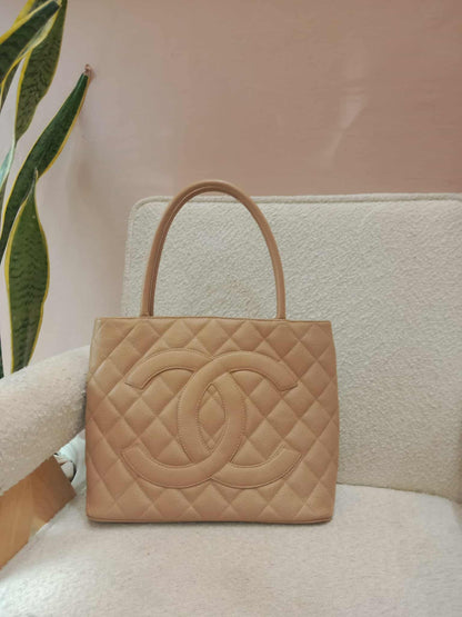 Chanel Medallion Beige Caviar Series 11