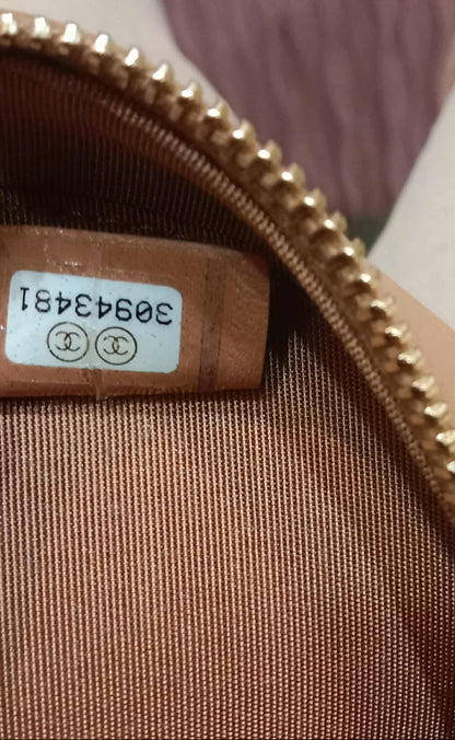 Chanel 21P Round Clutch Lambskin with Multicolor Ribbon-Woven Chain Strap Caramel Series 30