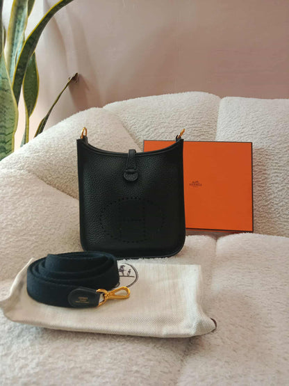 Hermes Mini Evelyne Noir Clemence Stamp U 2022