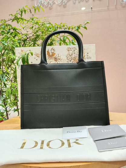 Christian Dior Book Tote Calfskin Medium Black PM