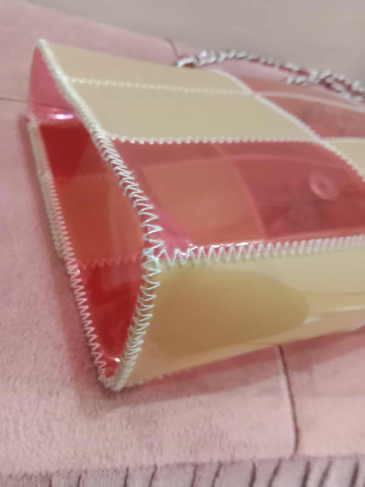 Chanel PVC Patchwork Stitched Flap Bag Beige/Pink Series 5