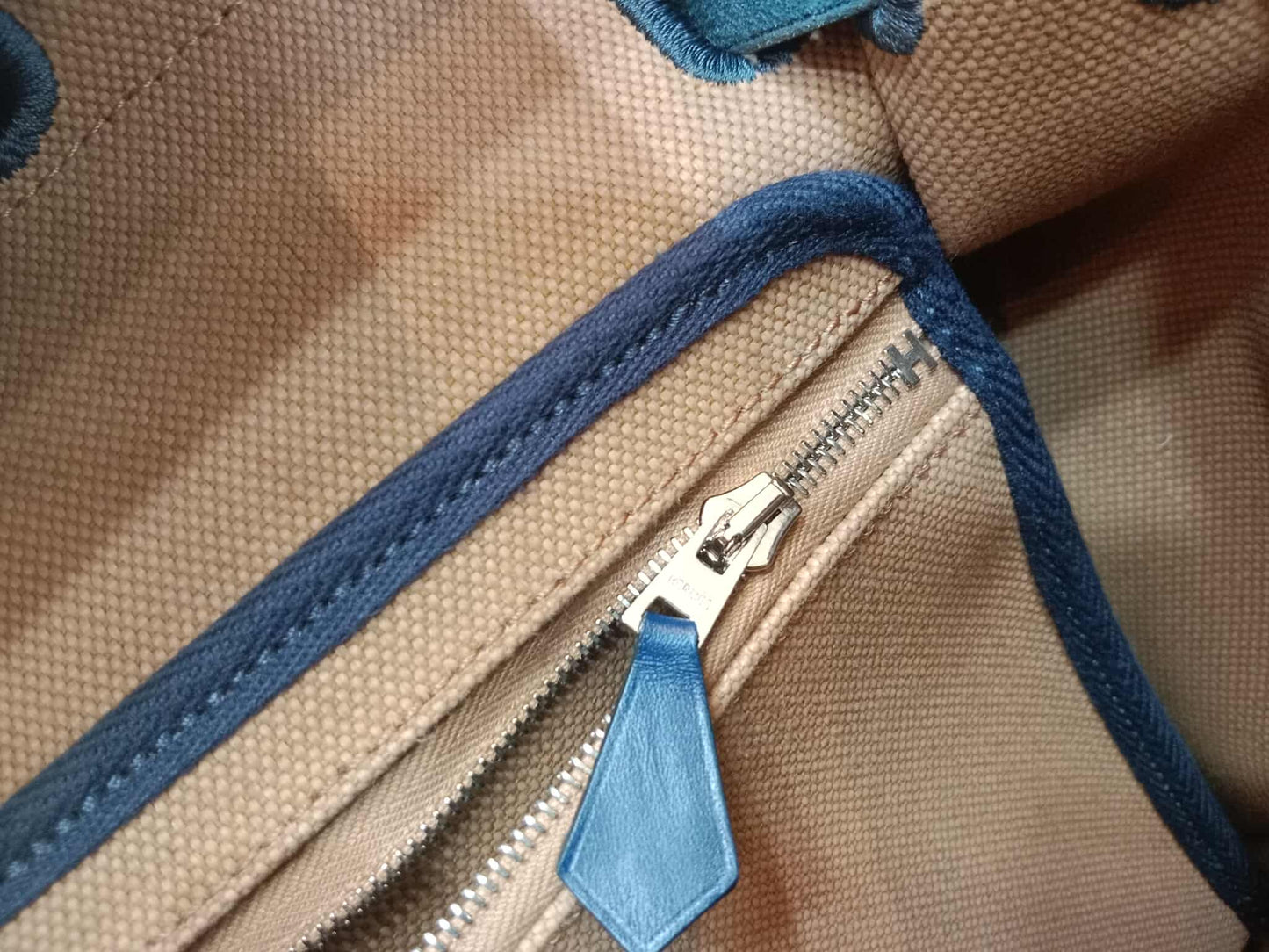 Hermes Herbag Ado Zip Backpack Canvas Bicolor Tan/Blue Stamp U 2022