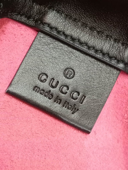 Gucci Printed Drawstring Backpack Grained Leather Pink/Black