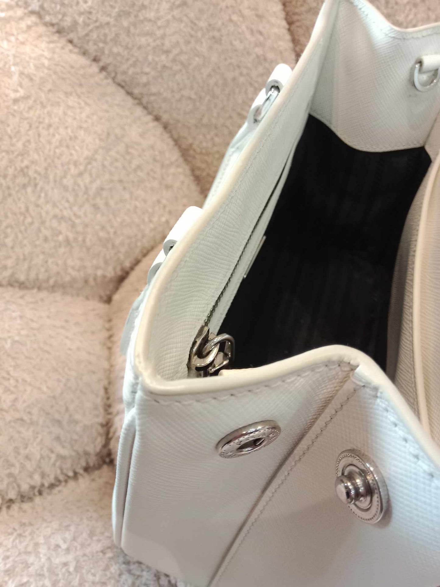 Prada Saffiano White Mini Galleria Tote