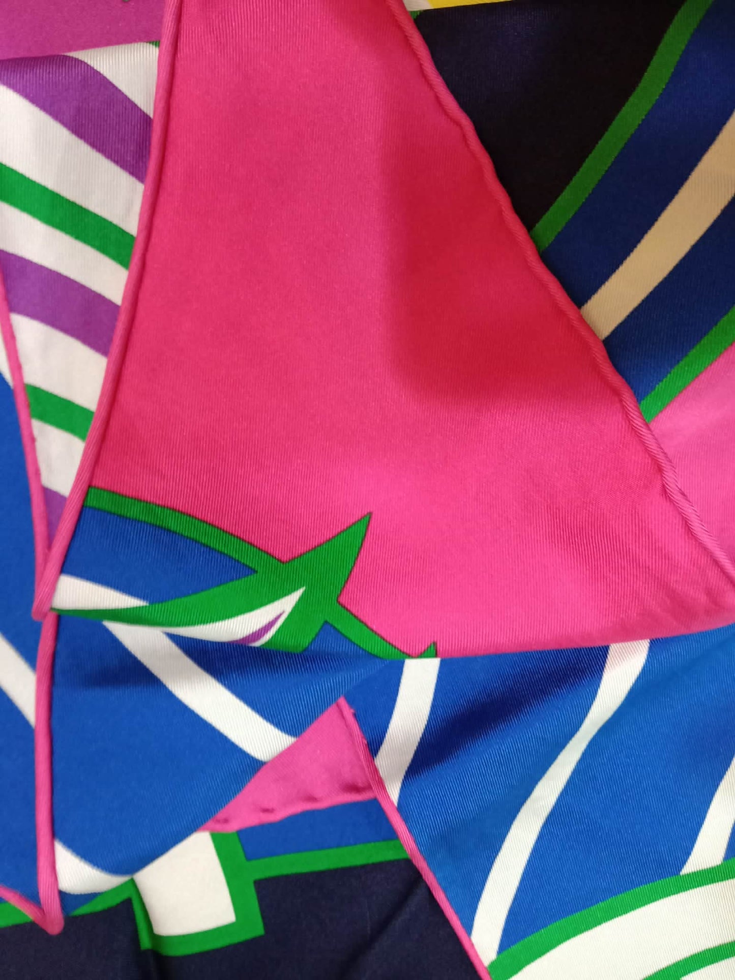 Hermes Triangular Silk Scarf Multicolor Quadrige Bayadere Pattern