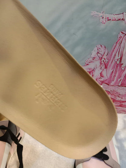 Hermes Rebus Sneakers Rose Aube/Black/White/Taupe Size 37.5