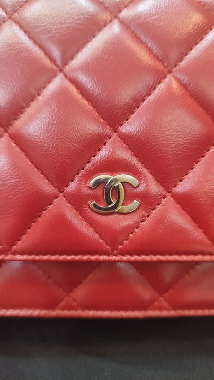 Chanel Wallet on Chain Red Lambskin Series 16
