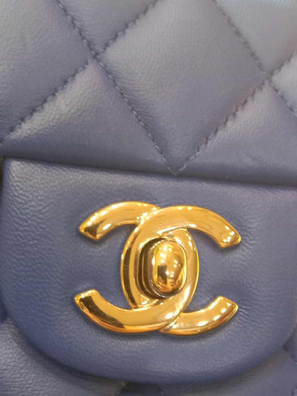 Chanel Classic Medium Double Flap Lambskin Blue Series 26
