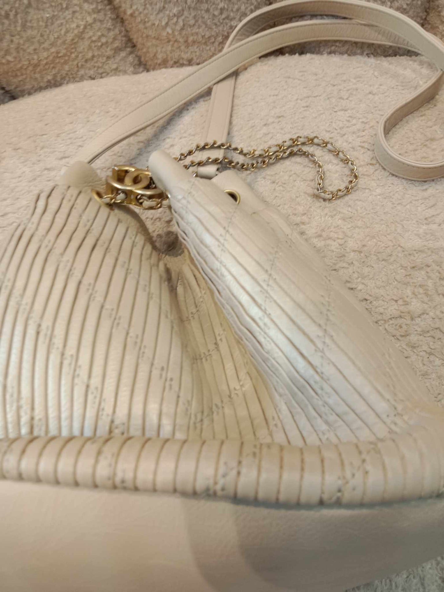 Chanel Dark Beige Drawstring Bucket Hobo Bag Series 24