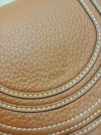 Chloe Marcie Leather Trimmed Raffia Basket Bag Tan