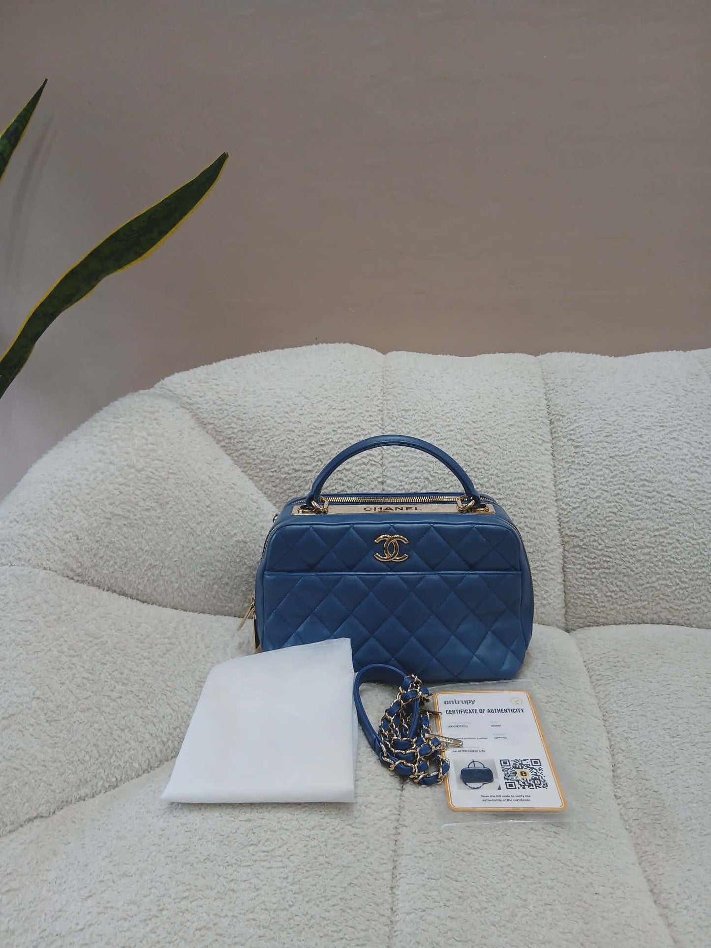 Chanel Quilted Trendy CC Bowler Bag Lambskin Blue Series 23