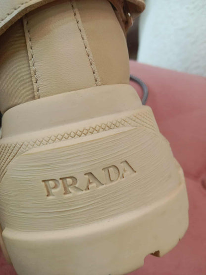 Prada Monolith Boots Beige Size 38