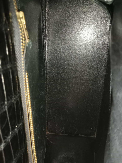 Hermes Kelly 28 Crocodile Noir Stamp S Circle 1989