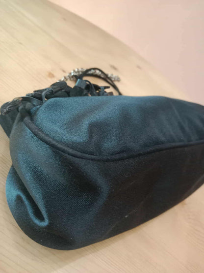 Prada Black Satin Raso Chic Kisslock Eastwest Bag
