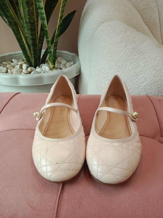 Dior Ballet Flat Icannage Calfskin Blush Size 37
