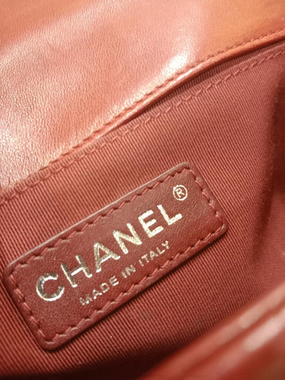 Chanel Le Boy Bag Red Lambskin Medium Series 18