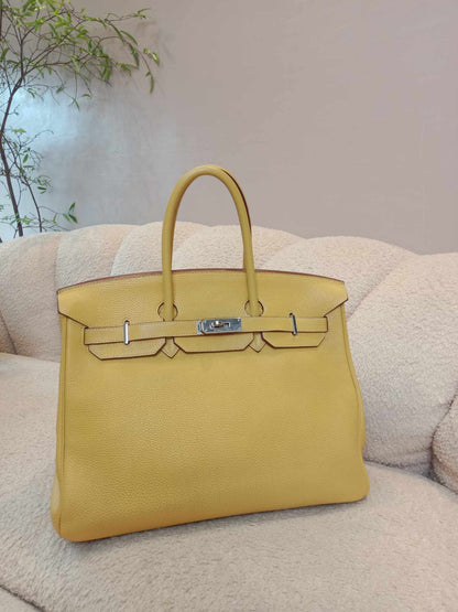 Hermes Birkin 35 Jaune Poussin Togo Stamp M Square 2009