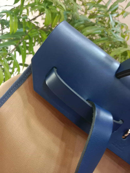 Hermes Herbag Ado Zip Backpack Canvas Bicolor Tan/Blue Stamp U 2022