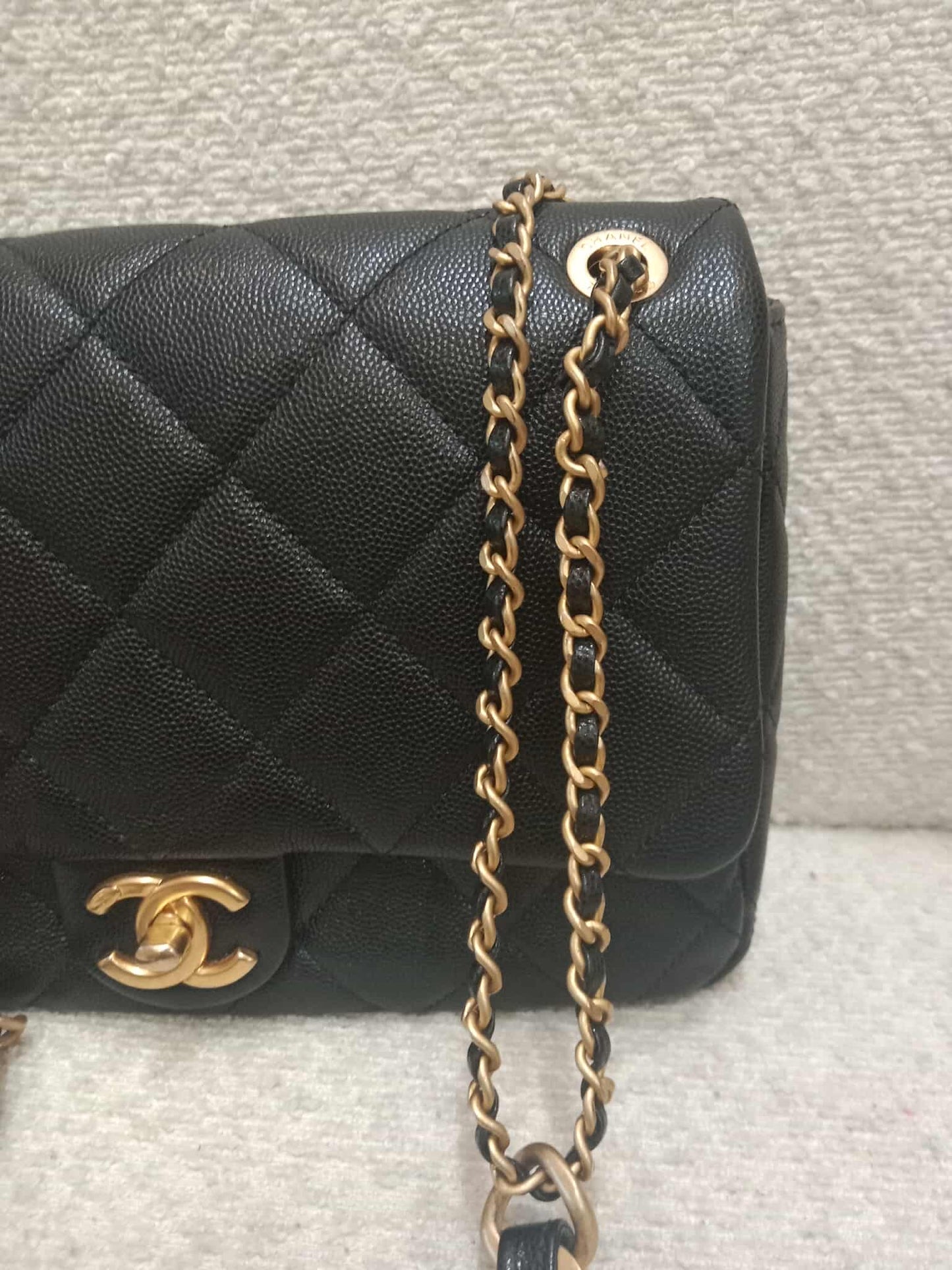 Chanel Seasonal Flap Caviar Black Microchipped