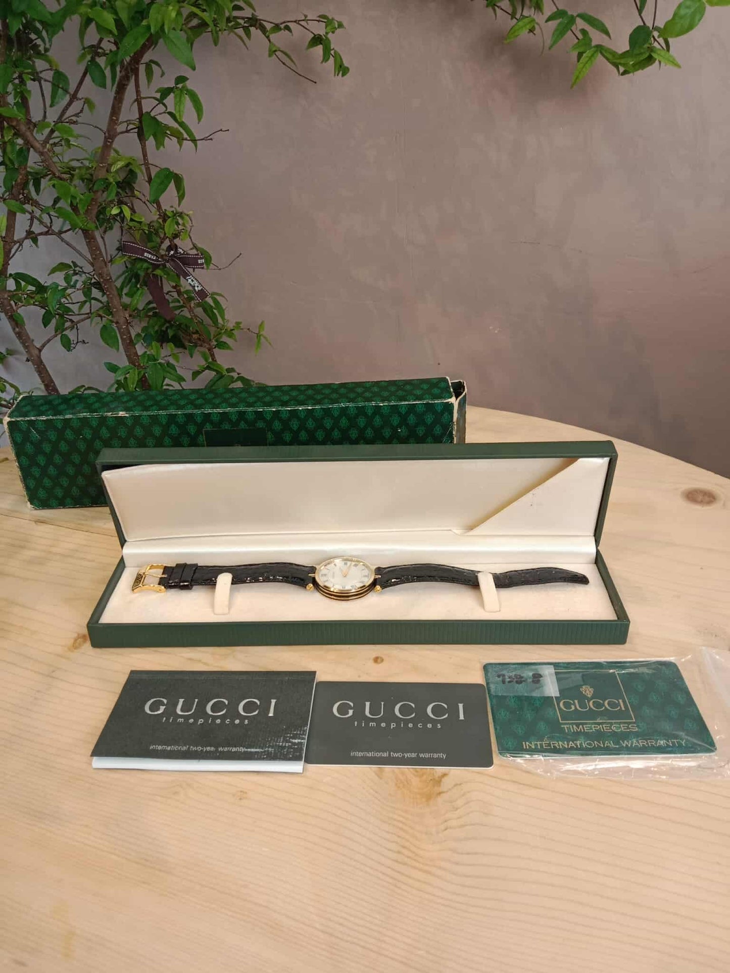 Gucci Men Gold Plated Band Wristwatch