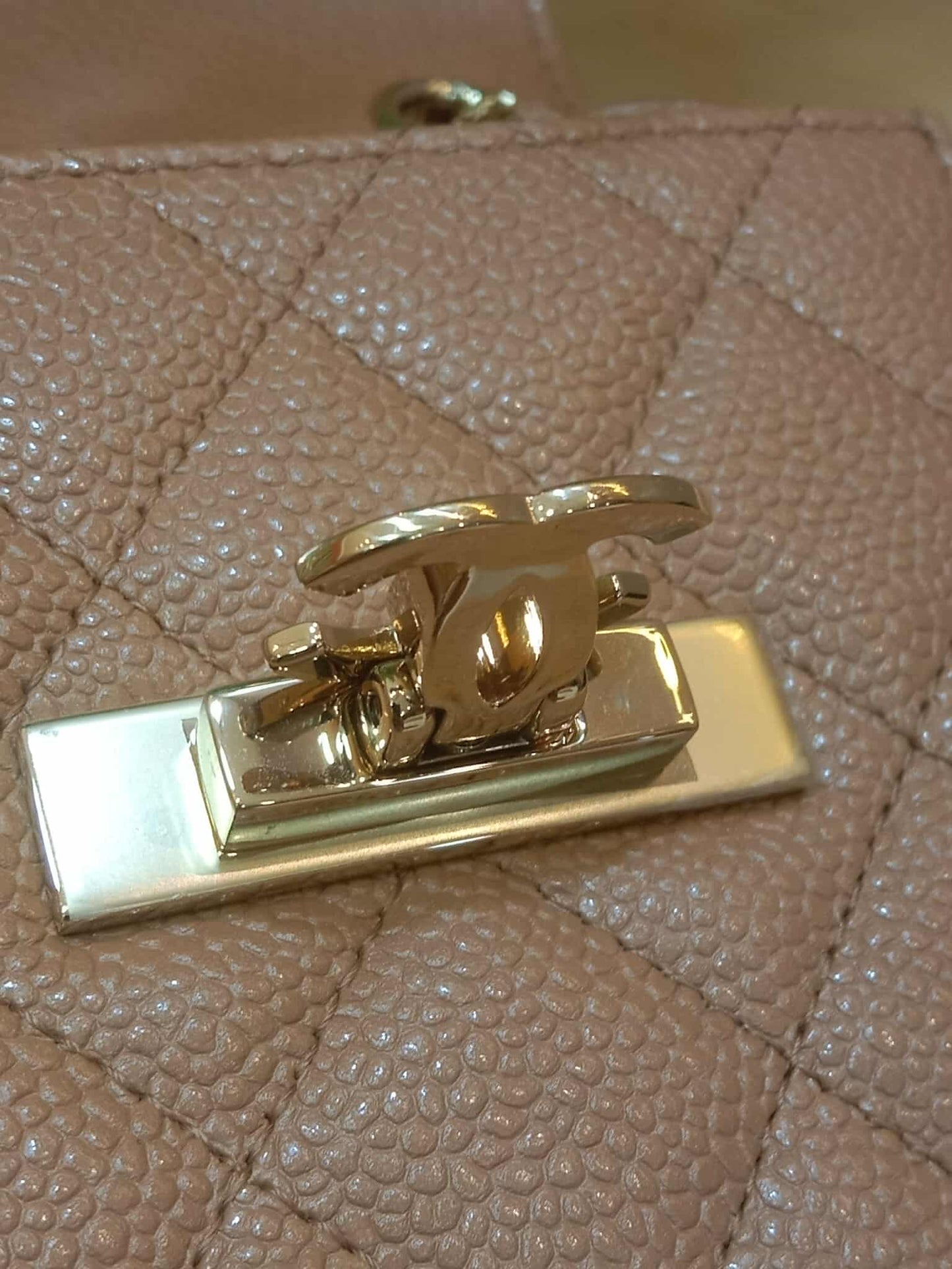 Chanel Golden Class Phone Holder Caviar Crossbody Bag Beige Series 25