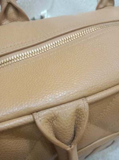 Chanel Bowling Bag Beige Caviar Series 9