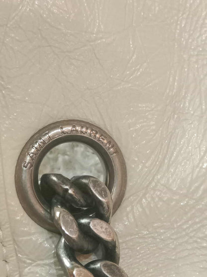 Saint Laurent Niki Medium Shoulder Bag in White Quilted Calfskin