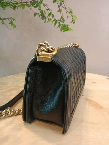 Chanel Leboy Old Medium Quilted Caviar Black Series 25