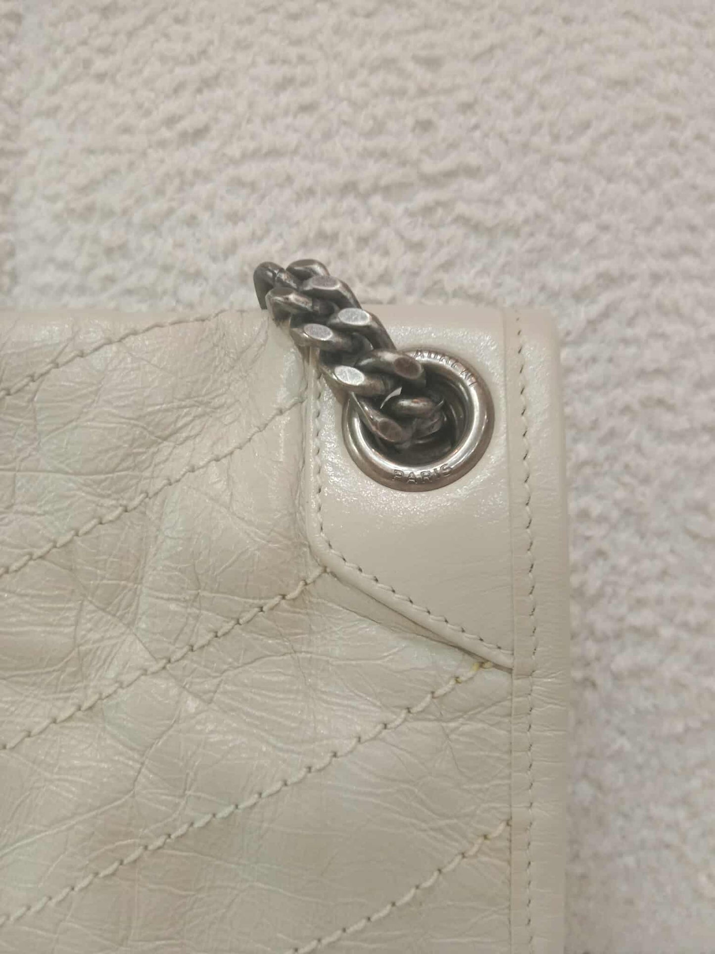 Saint Laurent Niki Medium Shoulder Bag in White Quilted Calfskin