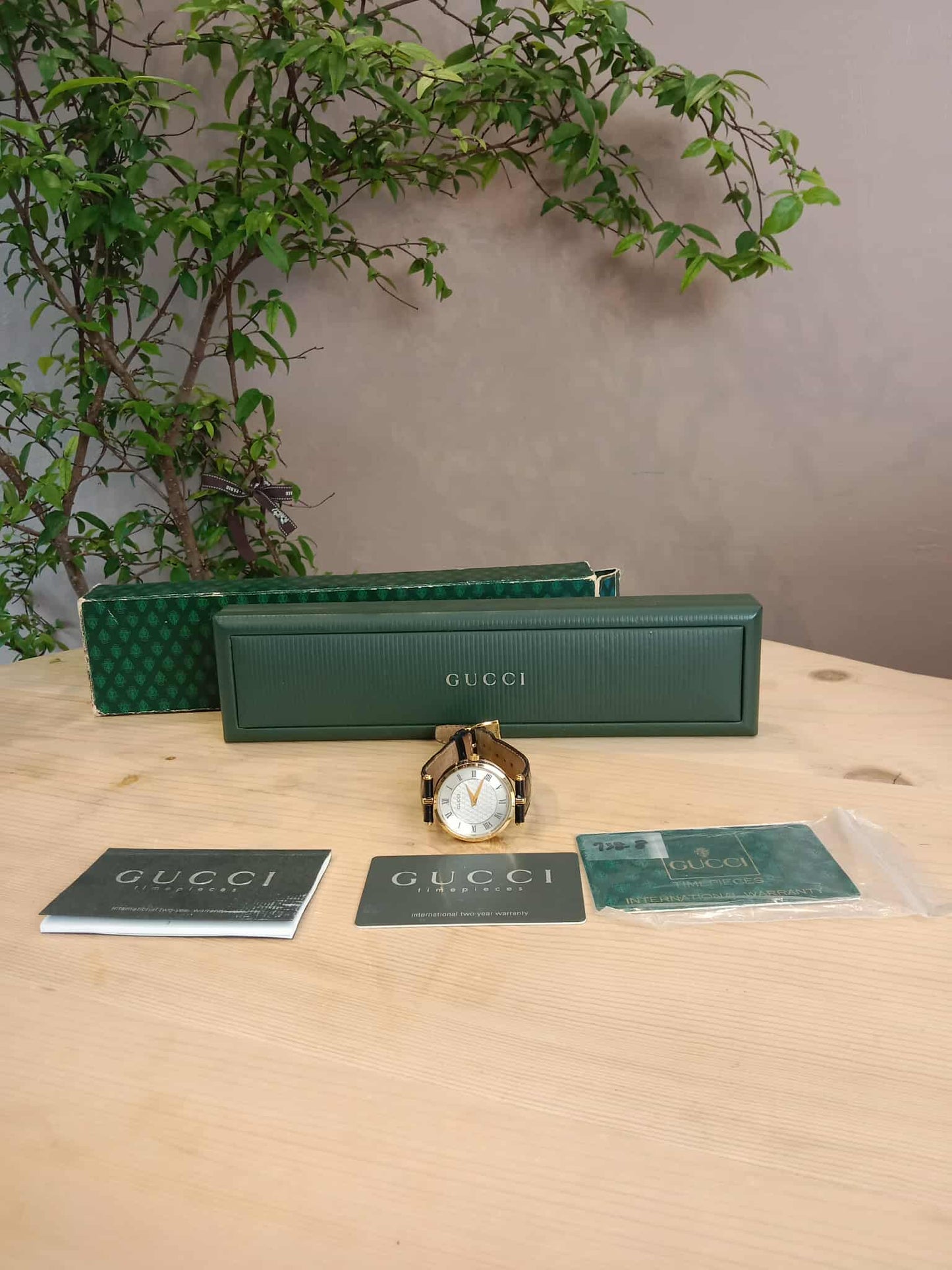 Gucci Men Gold Plated Band Wristwatch