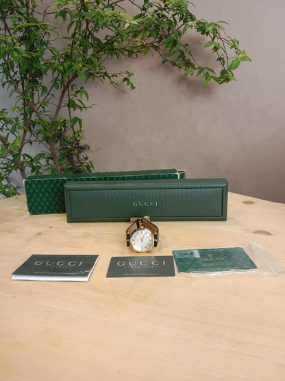 Gucci Men Gold Plated Band Wristwatch
