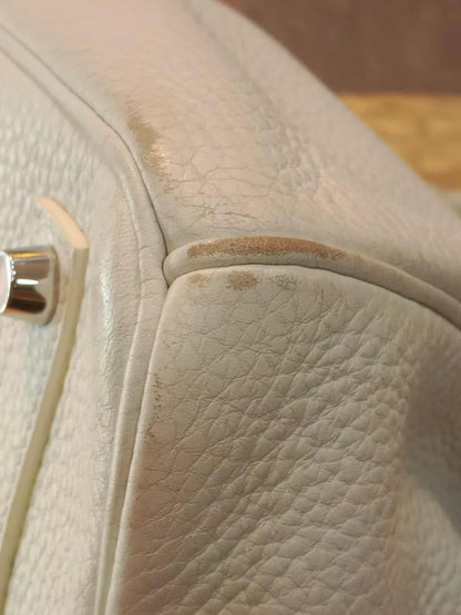 Hermes Birkin 35 White Clemence Stamp N Square 2010