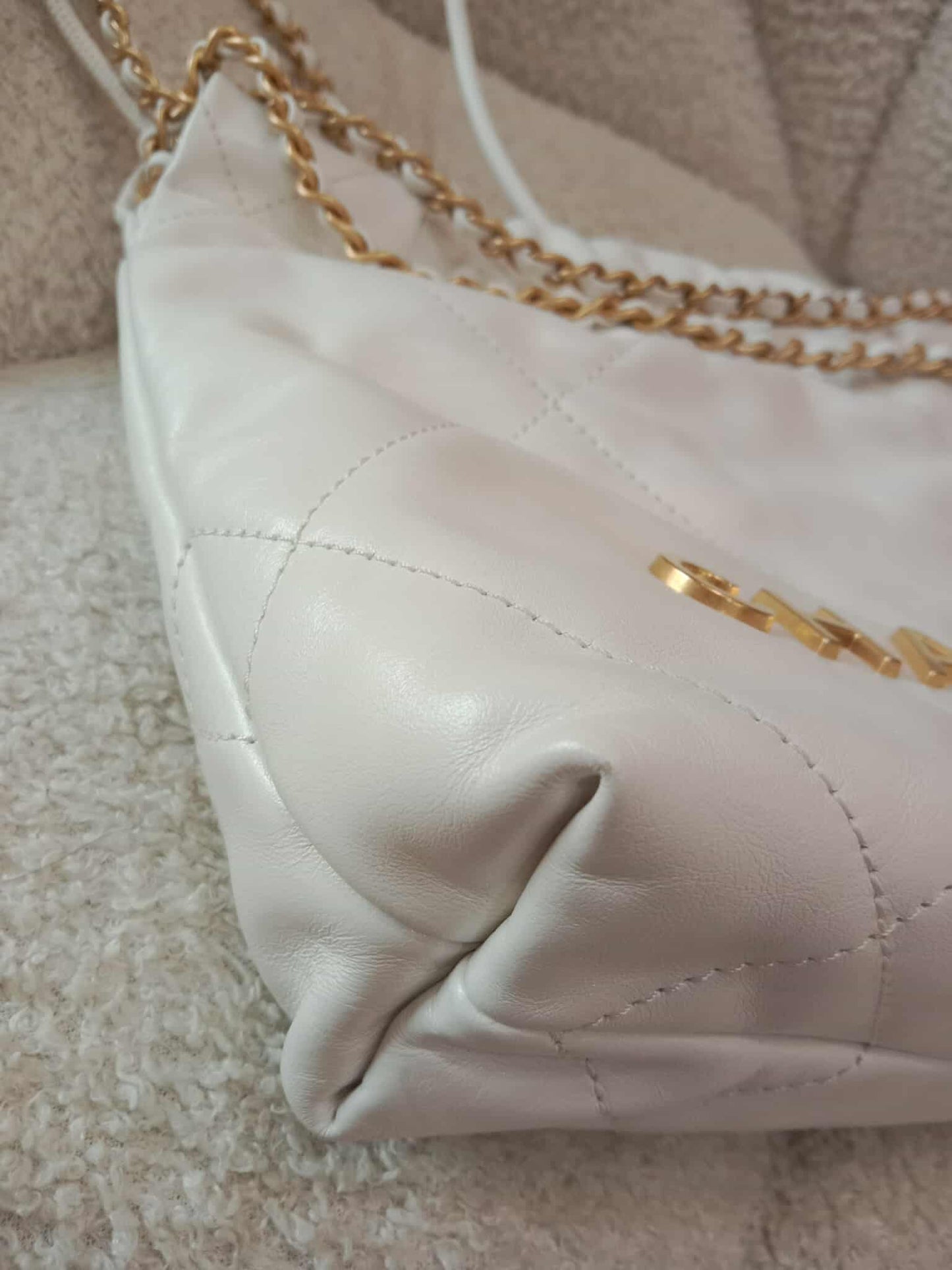 Chanel 22 Mini Tote Lambskin White Microchipped