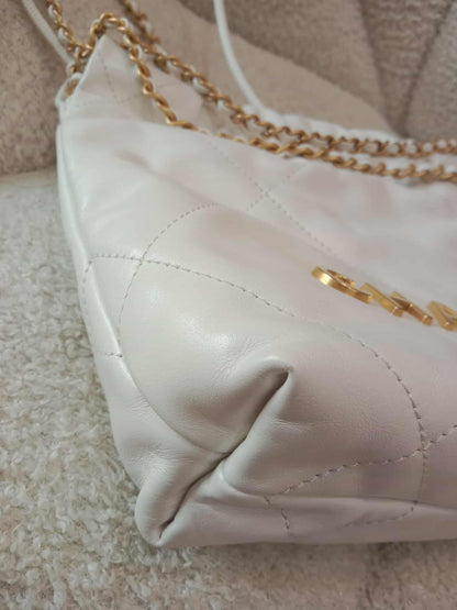 Chanel 22 Mini Tote Lambskin White Microchipped
