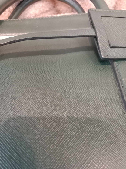 Prada Dark Green Leather Classic Laptop Bag