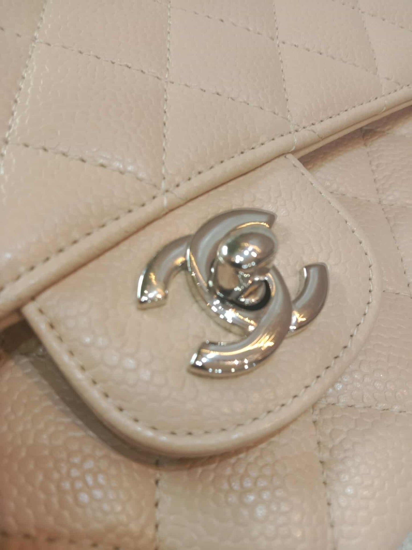 Chanel Classic Double Flap Medium Beige Caviar Series 14