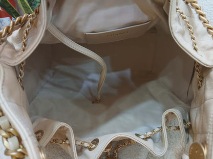 Chanel 25 Beige Caviar Medium Microchipped