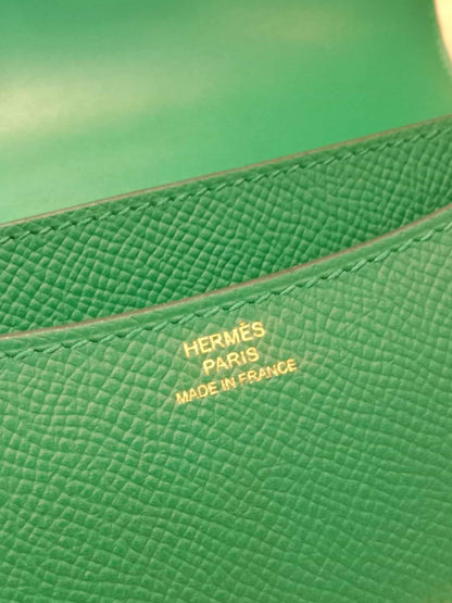 Hermes Constance 18 Green Epsom Stamp C 2018