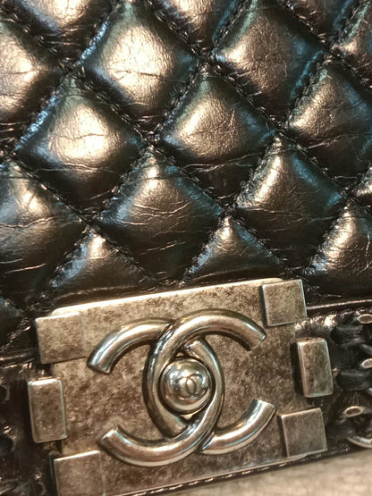 Chanel Boy Flap Chain Trim Calfskin Black Series 20