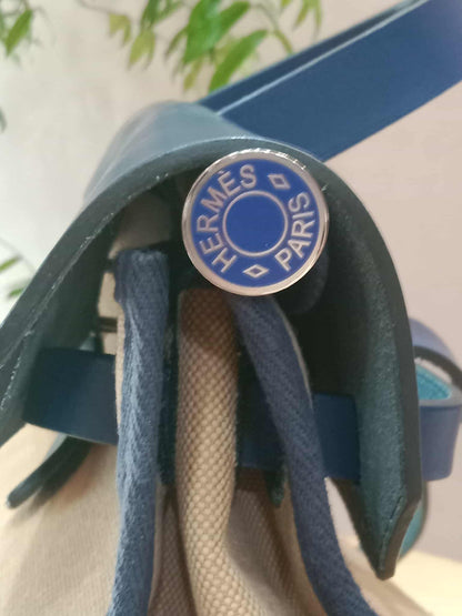Hermes Herbag Ado Zip Backpack Canvas Bicolor Tan/Blue Stamp U 2022
