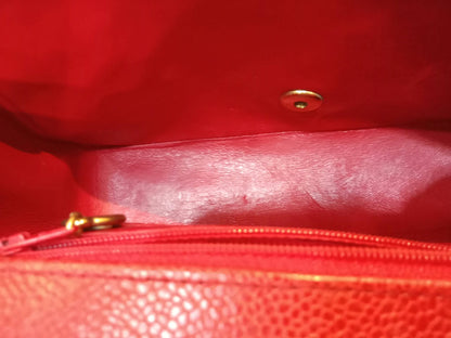 Chanel Diana Quilted Caviar Leather Red Series 2