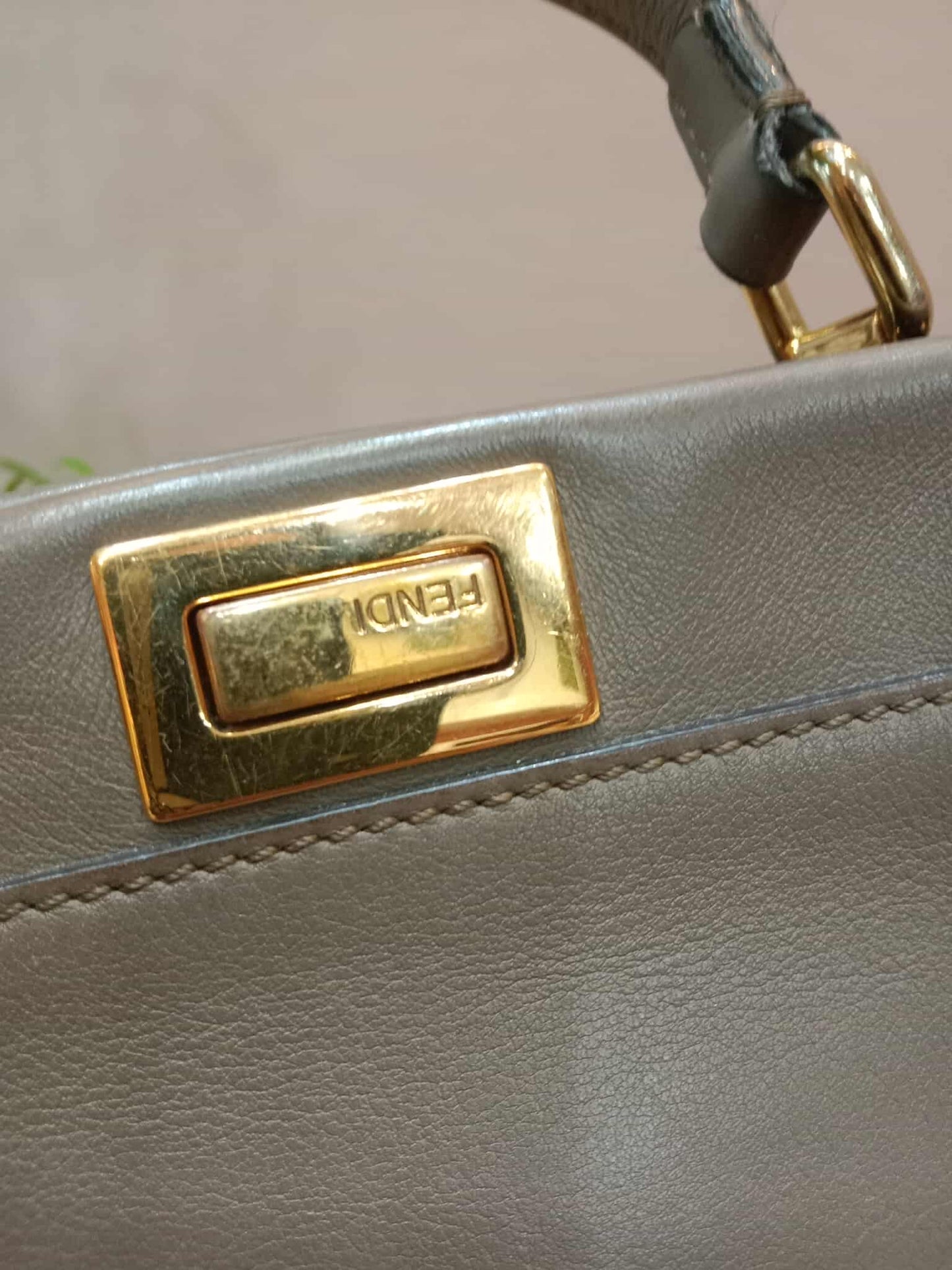 Fendi Peekaboo Grey Leather Mini
